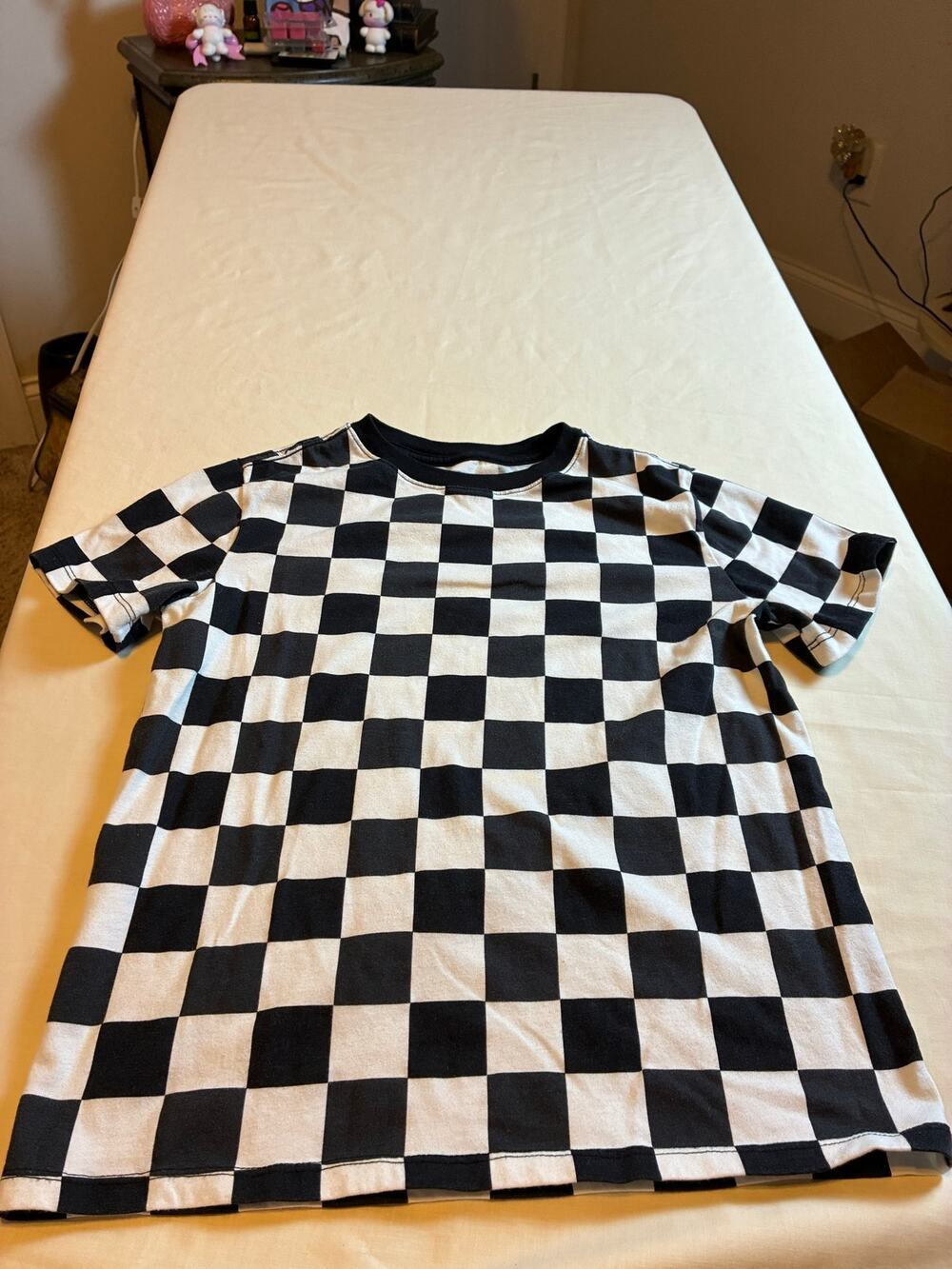 Cat & Jack Checkerboard T Shirt Youth Medium 8 Black White Checkered Skater